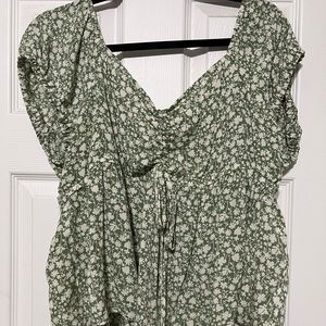 Green Floral Blouse